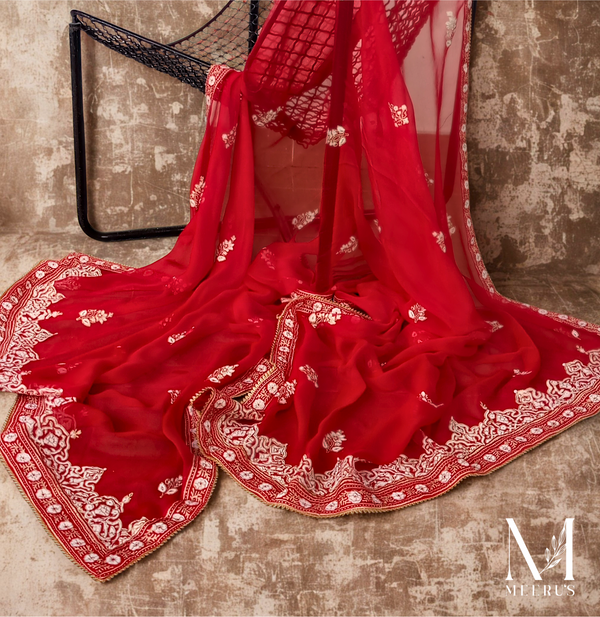 Chiffon Dupattas (Block Print Finished with Gota Lace)