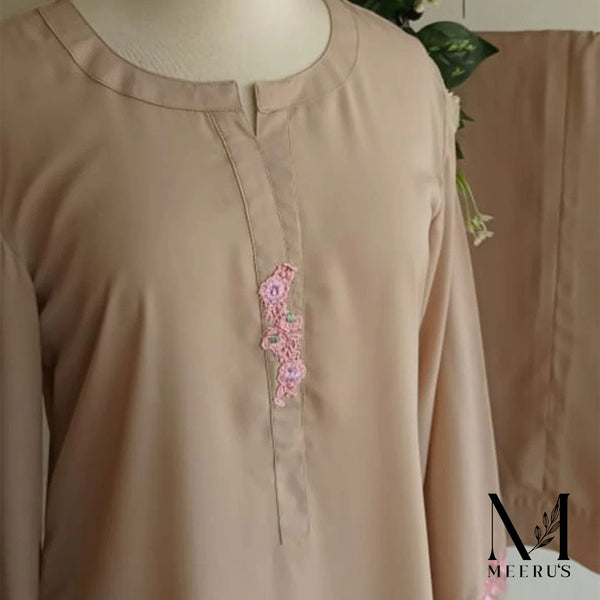 Beige - Georgette (Shirt and Pants)