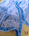 Blue Chiffon Dupatta (Block print finished with Lace & Silk)