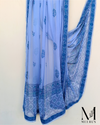 Blue Chiffon Dupatta (Block print finished with Lace & Silk)