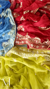 Chiffon Dupattas (Block Print Finished with Gota Lace)