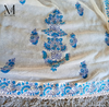 Cream Chiffon Dupatta (Block print finished with Lace & Silk)