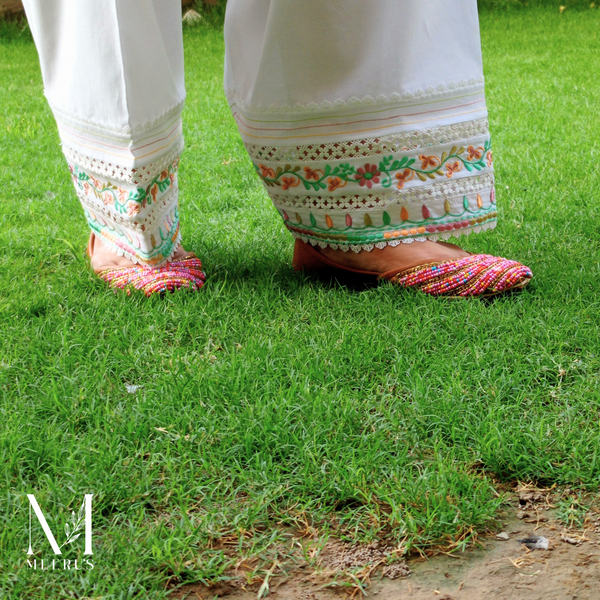 White Embroidered