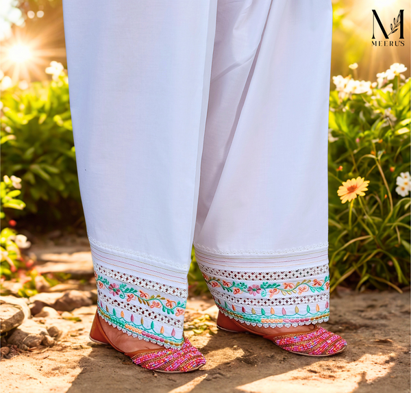 White Embroidered