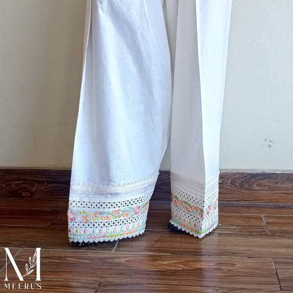 White Embroidered
