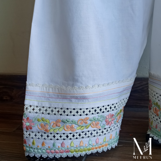 White Embroidered